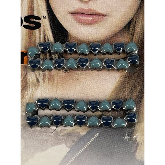 Vtg 1990's y2k SEVENTEEN Hair Clip Blue Teal Hearts NEW! - Picture 2 of 3